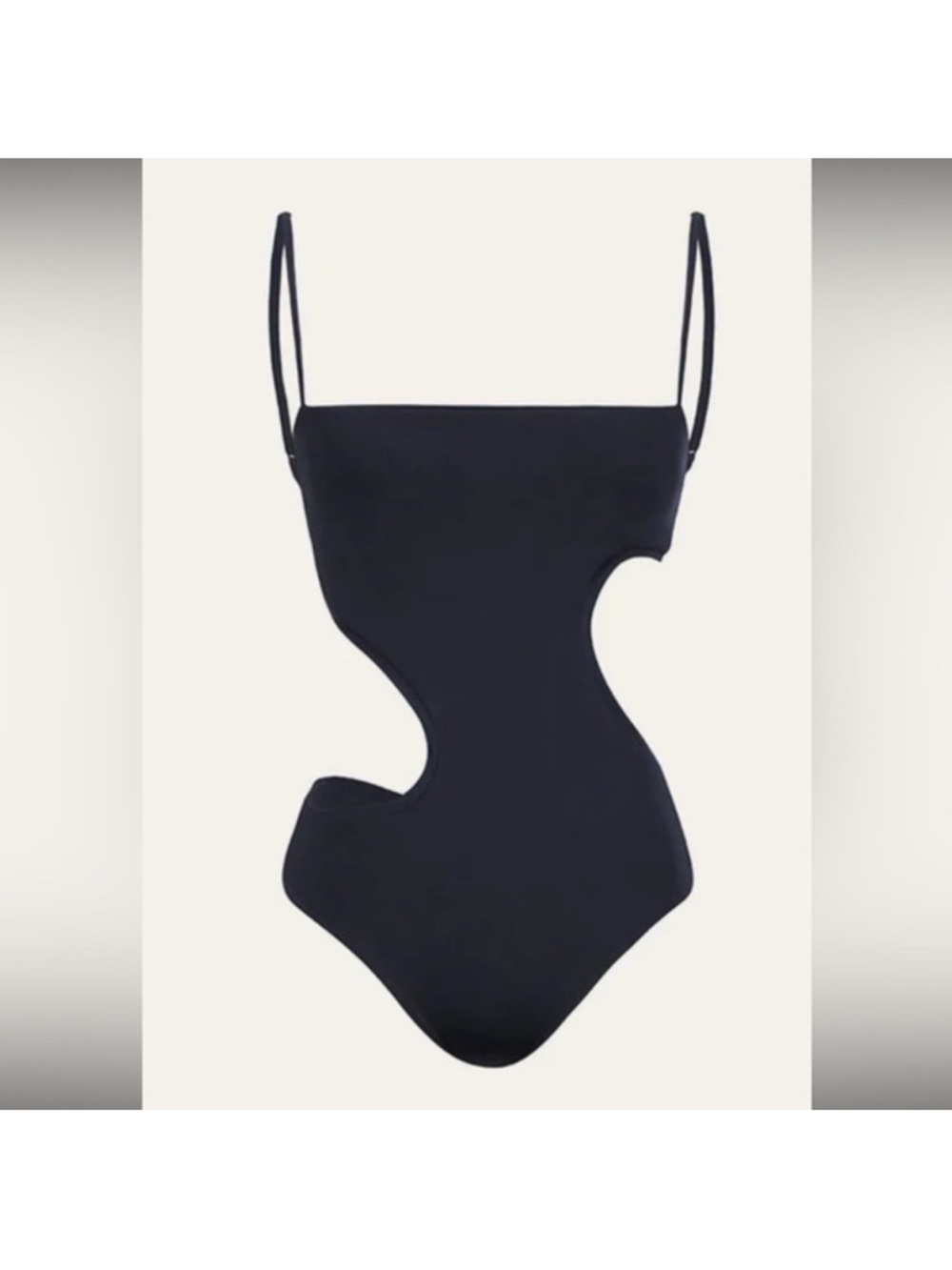 Johanna Ortiz Coastline Black Asymmetric Cutout One-Piece Swimsuit